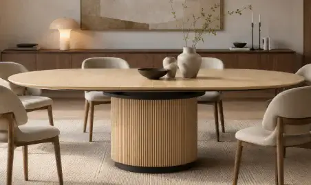 Mesa de comedor roble redonda extensible Sully
