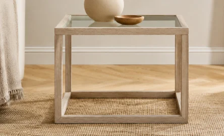 Mesa auxiliar cristal y roble nórdica Osaka Mesa auxiliar cristal y roble nórdica Osaka