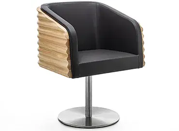 Sillón giratorio madera y piel Komoda by Riva 1920