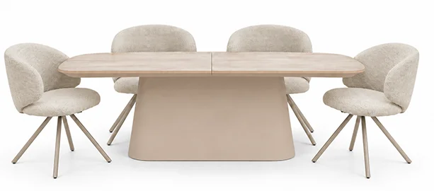 Mesa de comedor extensible cemento y porcelánico Iris