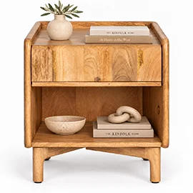 Mesita de noche en madera natural de mango Namur Mesita de noche en madera natural de mango Namur