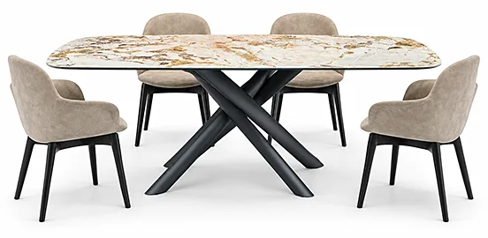 Mesa de comedor redondeada porcelánico Style Tonin Casa Mesa de comedor redondeada porcelánico Style Tonin Casa