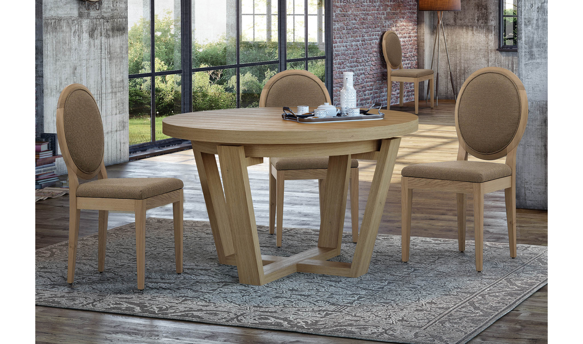 Mesa de comedor redonda extensible nórdica Belagio de lujo en  . Tu tienda de muebles de lujo