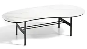 Mesa de centro riñon pata negra y tapa porcelanico marvel gold