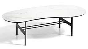 Mesa de centro riñon pata negra y tapa porcelanico marvel gold Mesa de centro riñon pata negra y tapa porcelanico marvel gold