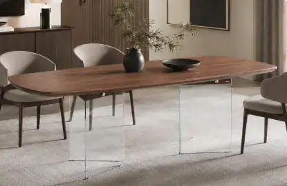 Mesa de comedor madera y cristal Vianta