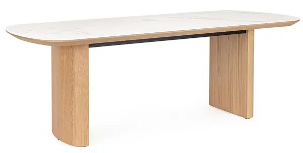 Mesa de comedor porcelánico y madera Jade