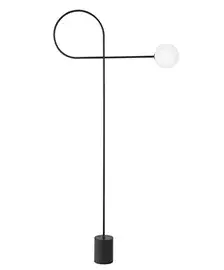 Lámpara de pie negro esfera opal Dedalo