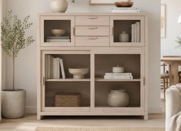 PORTOBELLO vitrina roble 4 puertas 3 cajones PORTOBELLO vitrina roble 4 puertas 3 cajones