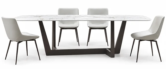 Mesa de comedor esquinas redondeadas cerámica Art Bonaldo
