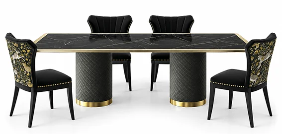 Mesa de comedor cerámica con pies cilindrícos Smooth