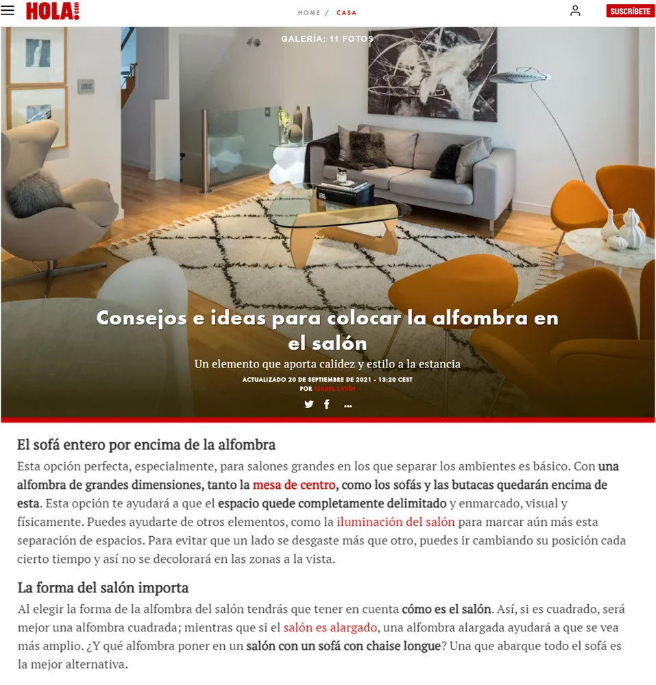 Consejos e ideas para colocar la alfombra en el salón