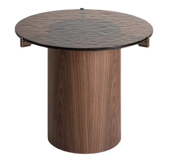 Mesa auxiliar redonda vidrio y nogal Giswil Mesa auxiliar redonda vidrio y nogal Giswil