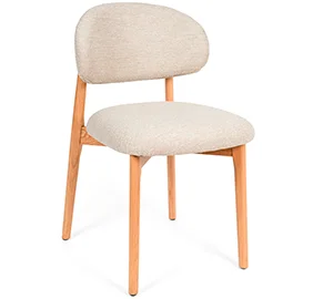 Silla madera de haya tapizada beige Wenda