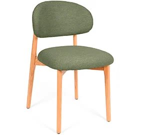 Silla madera de haya tapizada verde Wenda