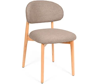 Silla madera de haya tapizada taupe Wenda