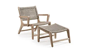 Sillón con resposapies de jardín Bastien