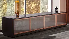 Mesa de televisión 4 puertas nogal y cristal Rio by Punt