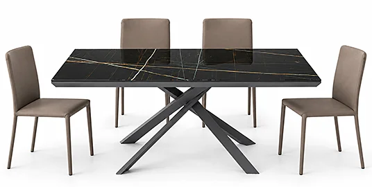 Mesa de comedor extensible cristal efecto marmol 4x4 Ozzio Mesa de comedor extensible cristal efecto marmol 4x4 Ozzio