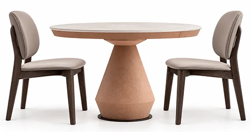 Mesa de comedor redonda extensible cristal efecto mármol Lycos Mesa de comedor redonda extensible cristal efecto mármol Lycos