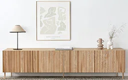 Mesa de televisión frente en relieve roble Ovre