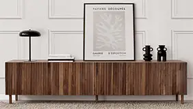 Mesa de televisión frente en relieve nogal Ovre