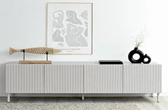 Mesa de televisión frente en relieve lacado Ovre