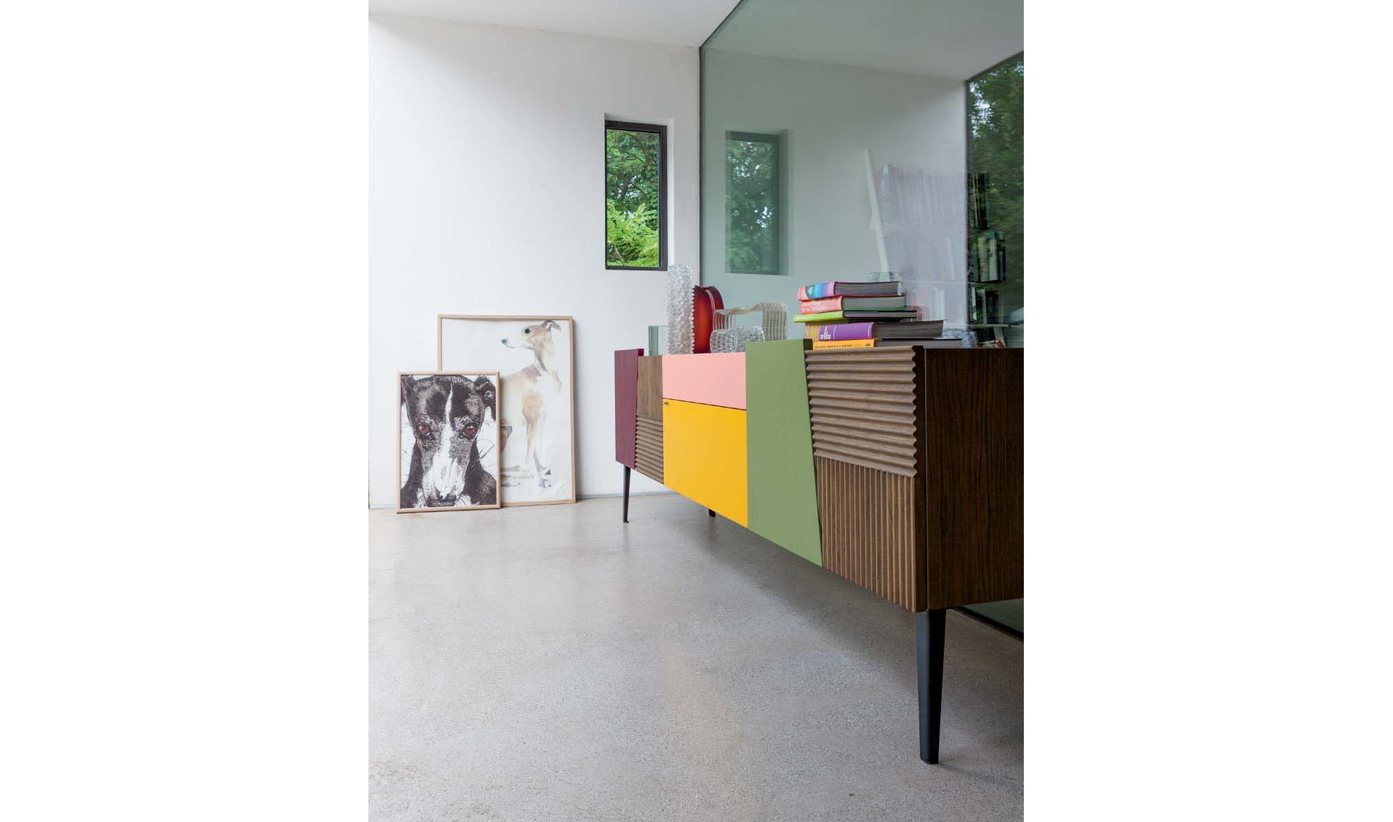 Mueble tv 4 puertas 2 cajones retro Morgan