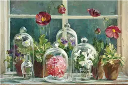 Cuadro canvas purple poppies windows