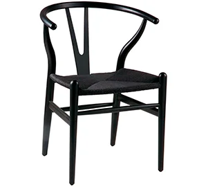 Silla madera y fibra natural negra Ader