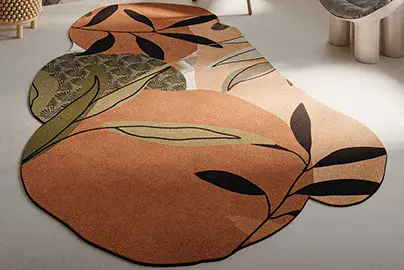 Alfombra con hojas estilizadas y formas geométricas by Instabilelab