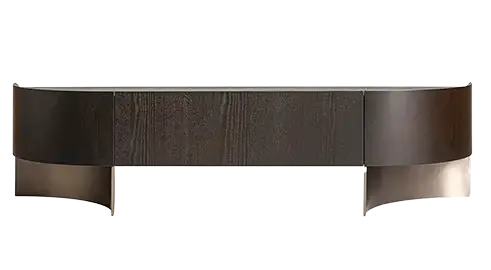 Mueble tv Neuvic roble oscuro y acero dorado