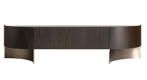 Mueble tv Neuvic roble oscuro y acero dorado