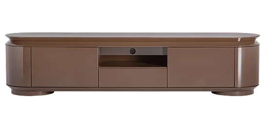Mueble tv marrón brillante Trubia cantos redondeados