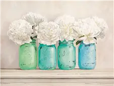 Cuadro canvas Peonies in mason jars