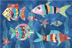 Cuadro canvas boho reef fish III