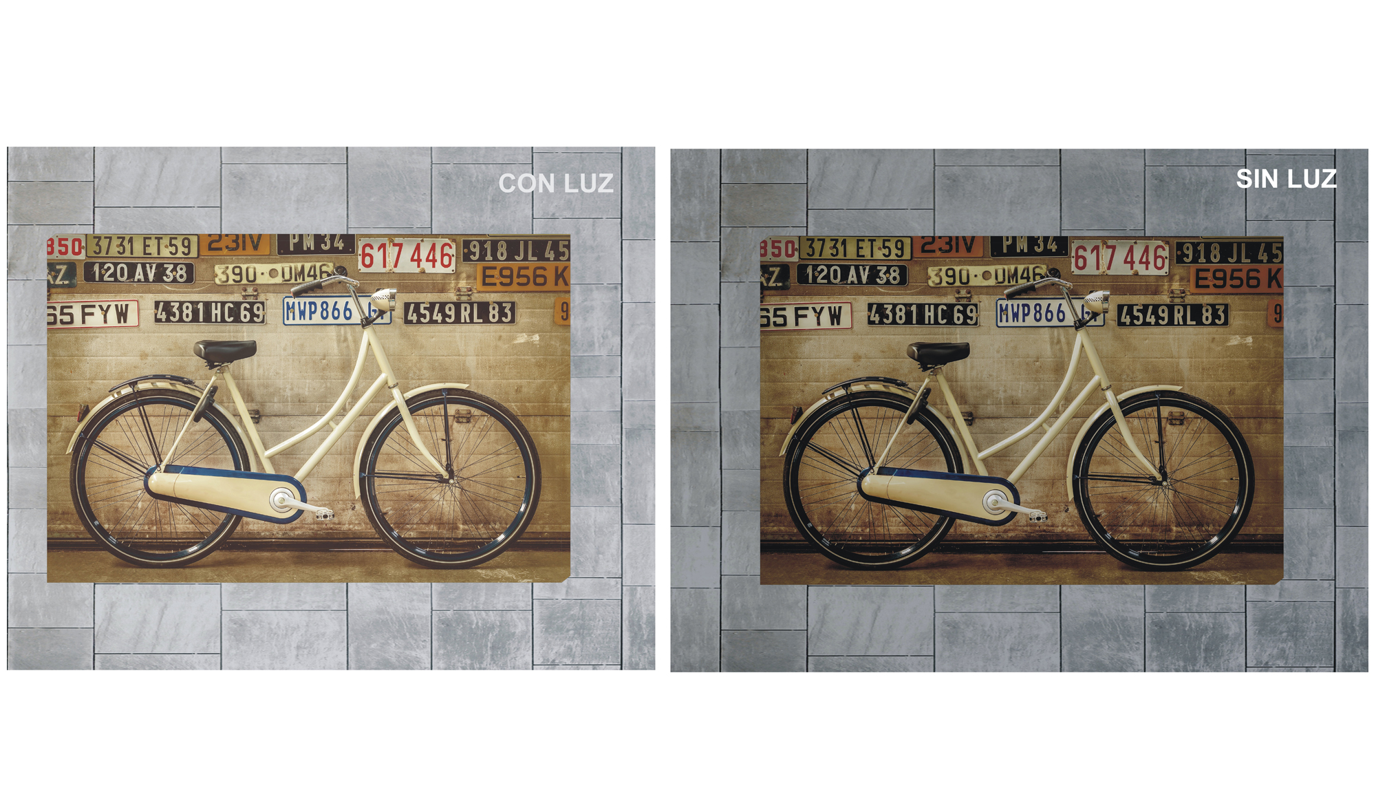 Cuadro retro iluminado vintage bike