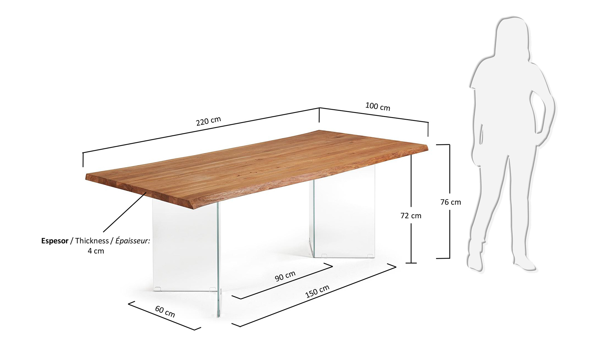 Mesa de comedor roble natural Lotty