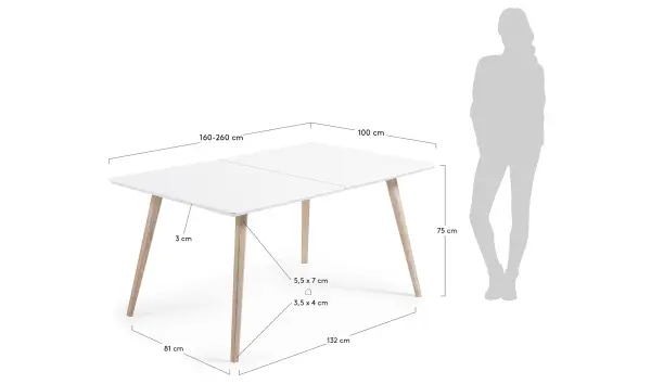 Mesa de comedor extensible nórdica Quatre
