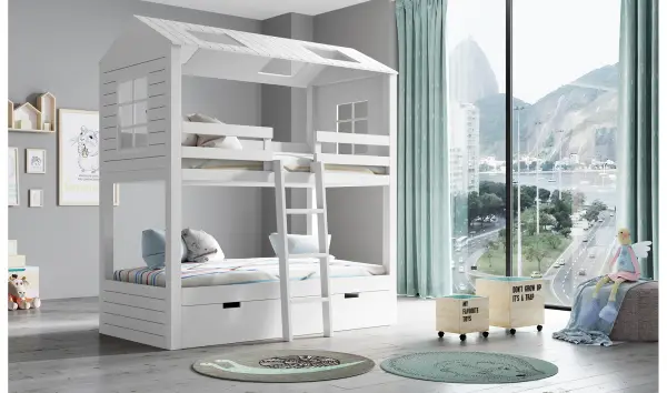 Litera infantil 3 camas 2 aguas Casita
