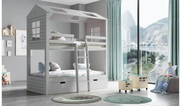 Litera infantil 3 camas 2 aguas Casita