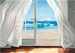 Cuadro canvas window by the sea
