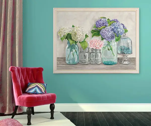 Cuadro canvas flores flowers in mason jars