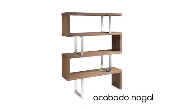 Librería nogal y acero Solun