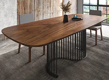 Mesa de comedor esquinas redondeadas extensible industrial Nilo Mesa de comedor esquinas redondeadas extensible industrial Nilo