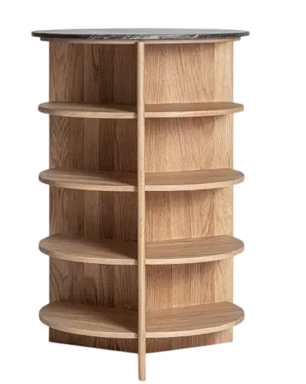 Mesa auxiliar de roble natural y mármol negro Nara