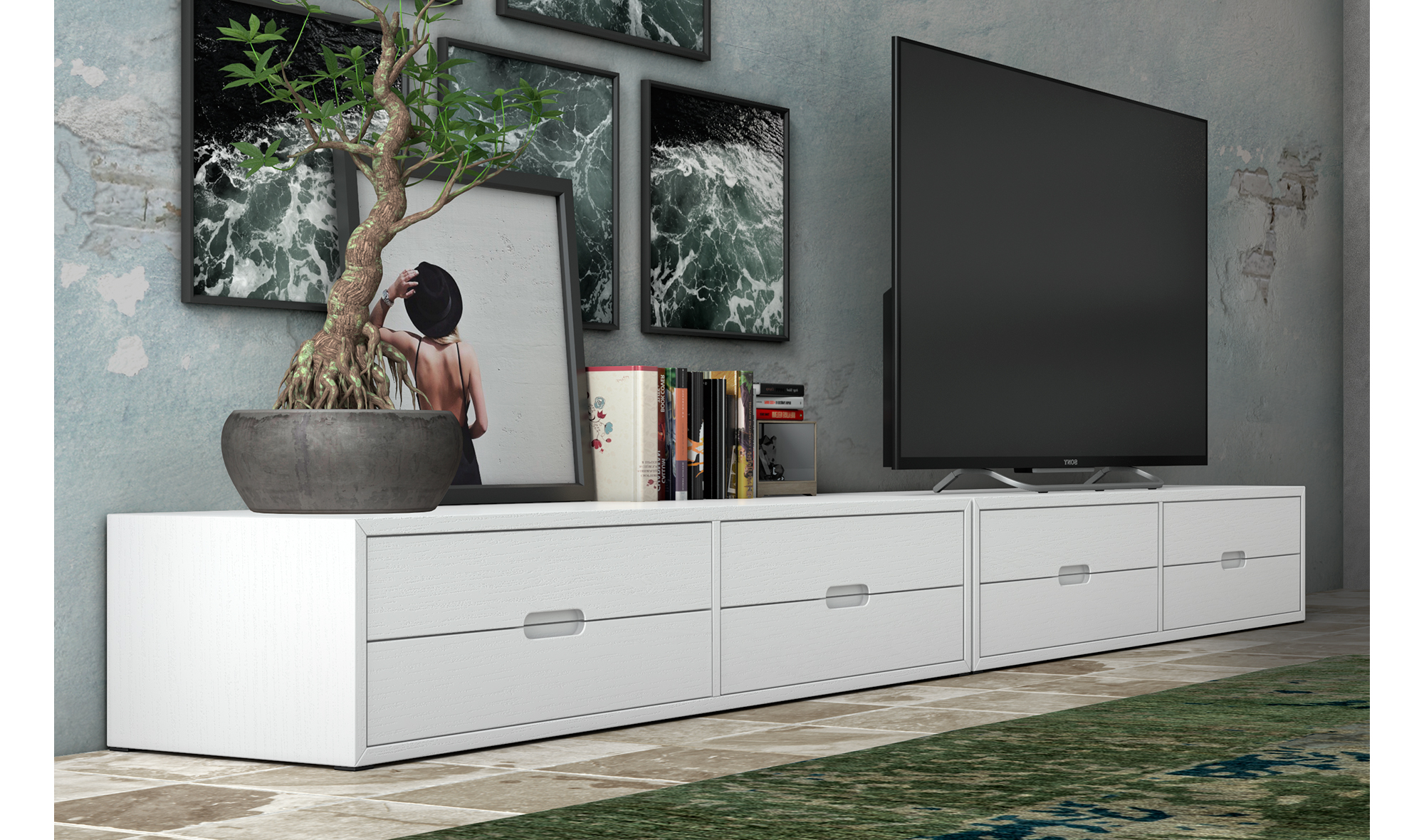 Mueble tv industrial con ruedas Park Avenue de lujo en Portobellostreet  México. Tu tienda de muebles de lujo