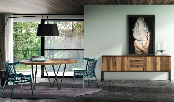 Mesa de comedor redonda industrial Loft