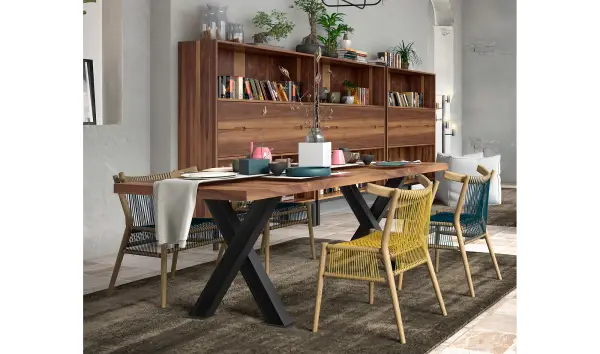 Mesa de comedor cruceta industrial Loft