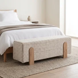 Pie de cama madera y tapizado Beccles